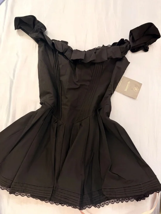 House of CB Jemima Black Pleated Mini Dress - Picture 7 of 8